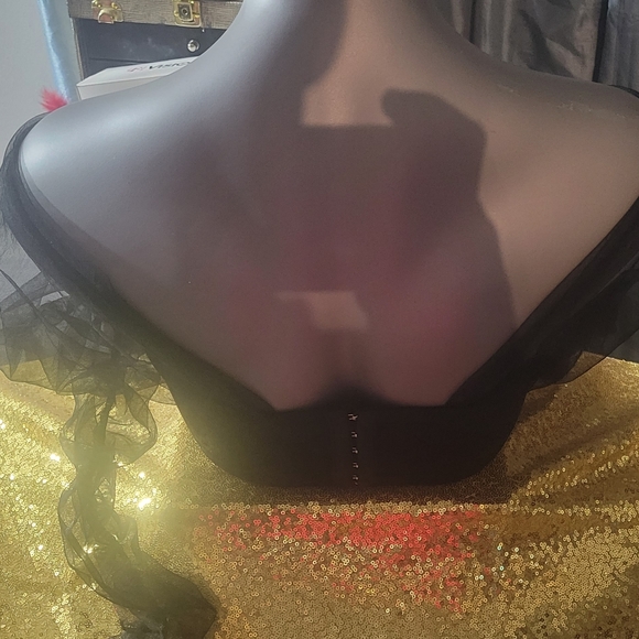 Black corset top off shoulder lace sleeves - Picture 4 of 4